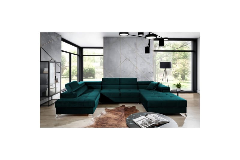 Hörnsoffa Eltap Eduardo 337x205x88 cm - Kronos 04, Grön, Vänster - Möbler - Soffa - Bäddsoffa