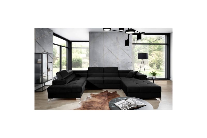 Hörnsoffa Eltap Eduardo 337x205x88 cm - Kronos 07, Svart, Vänster - Möbler - Soffa - Bäddsoffa