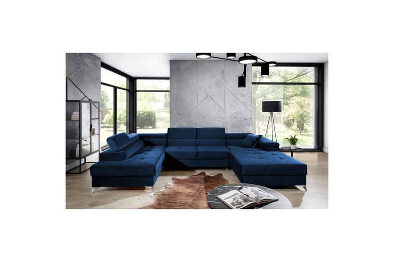 Hörnsoffa Eltap Eduardo 337x205x88 cm - Kronos 09, Mörkblå, Vänster - Möbler - Soffa - Bäddsoffa