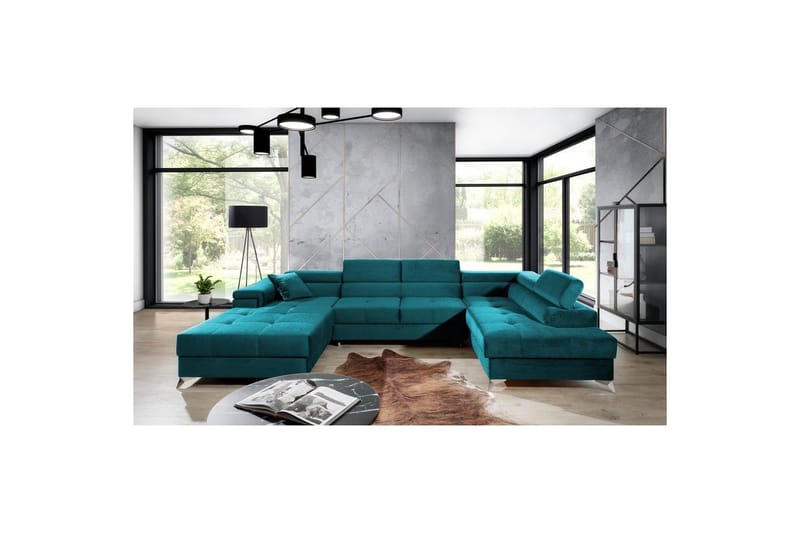 Hörnsoffa Eltap Eduardo 337x205x88 cm - Kronos 13, Ljusblå, Höger - Möbler - Soffa - Bäddsoffa