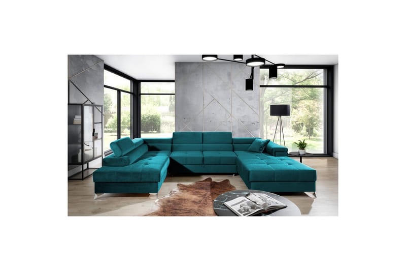 Hörnsoffa Eltap Eduardo 337x205x88 cm - Kronos 13, Ljusblå, Vänster - Möbler - Soffa - Bäddsoffa