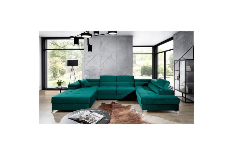 Hörnsoffa Eltap Eduardo 337x205x88 cm - Kronos 19, Mörkgrön, Höger - Möbler - Soffa - Bäddsoffa