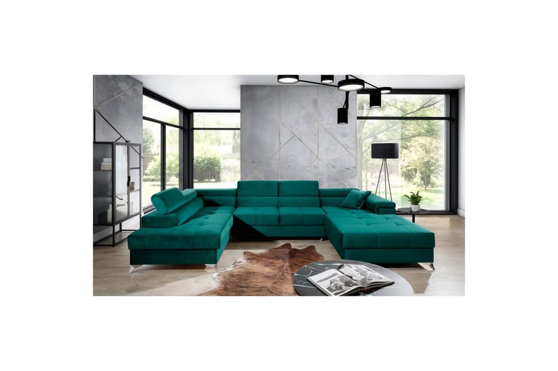 Hörnsoffa Eltap Eduardo 337x205x88 cm - Kronos 19, Mörkgrön, Vänster - Möbler - Soffa - Bäddsoffa