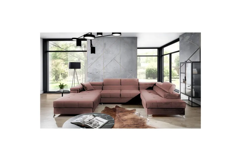Hörnsoffa Eltap Eduardo 337x205x88 cm - Kronos 29, Rosa, Höger - Möbler - Soffa - Bäddsoffa