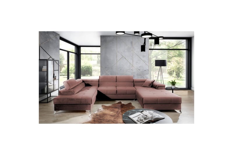 Hörnsoffa Eltap Eduardo 337x205x88 cm - Kronos 29, Rosa, Vänster - Möbler - Soffa - Bäddsoffa