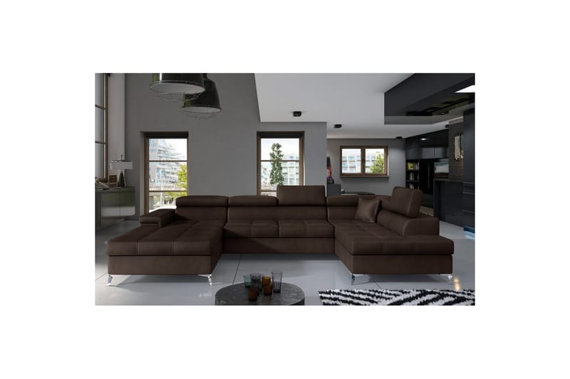 Hörnsoffa Eltap Eduardo 337x205x88 cm, Monolith 29, Mörkbrun, Höger