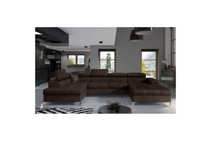 Hörnsoffa Eltap Eduardo 337x205x88 cm - Monolith 29, Mörkbrun, Vänster - Möbler - Soffa - Bäddsoffa