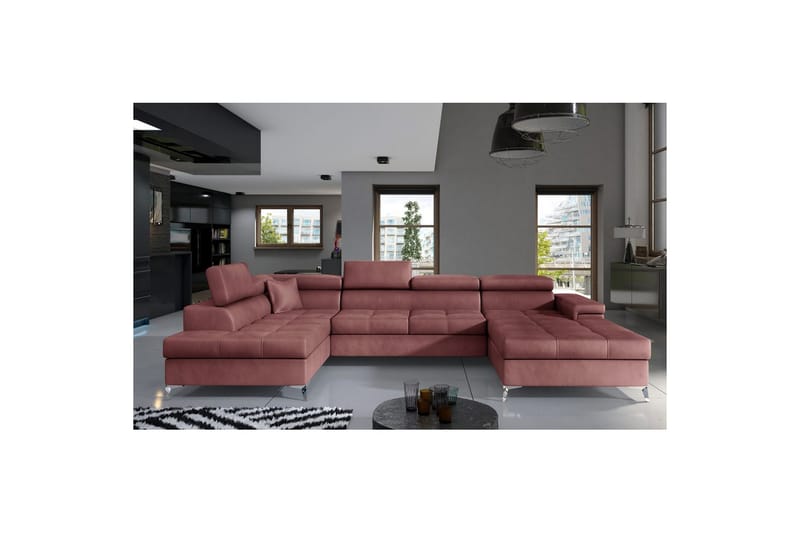 Hörnsoffa Eltap Eduardo 337x205x88 cm - Monolith 63, Rosa, Vänster - Möbler - Soffa - Bäddsoffa