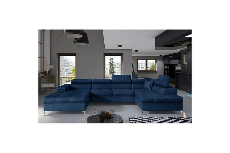 Hörnsoffa Eltap Eduardo 337x205x88 cm - Monolith 77, Blå, Höger - Möbler - Soffa - Bäddsoffa