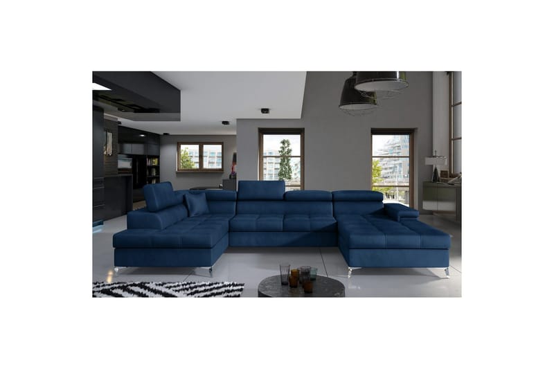 Hörnsoffa Eltap Eduardo 337x205x88 cm - Monolith 77, Blå, Vänster - Möbler - Soffa - Bäddsoffa