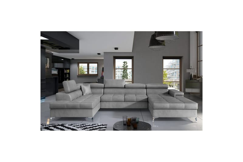 Hörnsoffa Eltap Eduardo 337x205x88 cm - Monolith 84, Ljusgrå, Vänster - Möbler - Soffa - Bäddsoffa