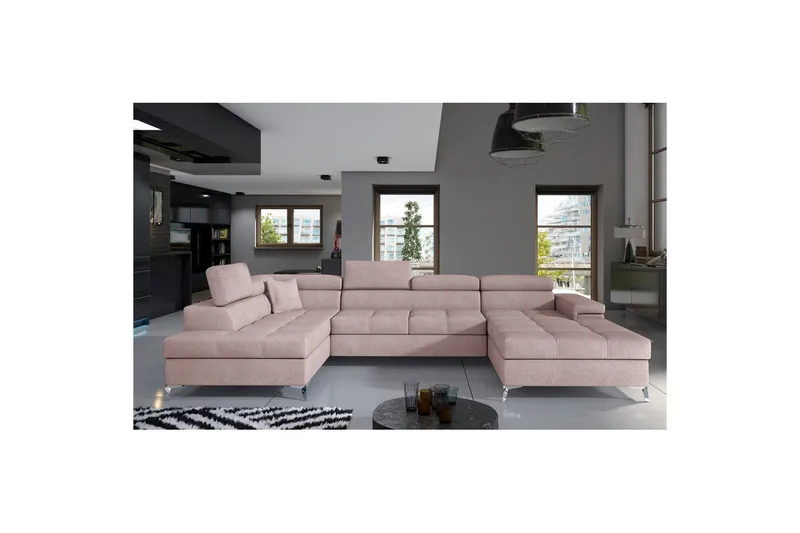 Hörnsoffa Eltap Eduardo 337x205x88 cm - Omega 91, Rosa, Vänster - Möbler - Soffa - Bäddsoffa