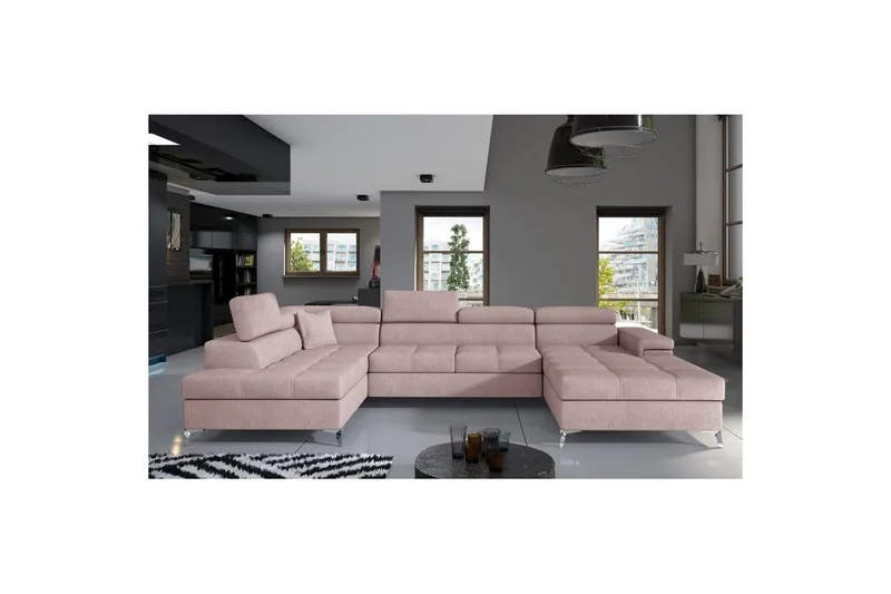 Hörnsoffa Eltap Eduardo 337x205x88 cm - Omega 91, Rosa, Vänster - Möbler - Soffa - Bäddsoffa