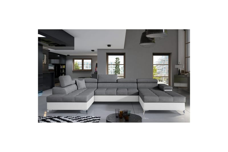 Hörnsoffa Eltap Eduardo 337x205x88 cm - Sawana 05, Soft 17, Grå, Vit, Vänster - Möbler - Soffa - Bäddsoffa
