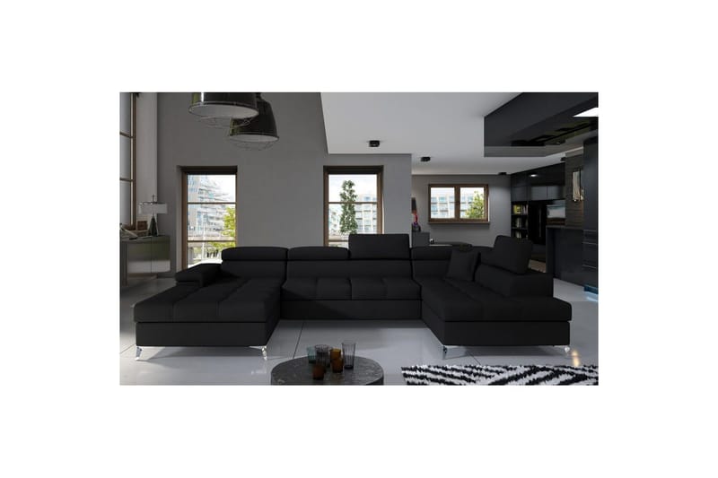 Hörnsoffa Eltap Eduardo 337x205x88 cm - Sawana 14, Svart, Höger - Möbler - Soffa - Bäddsoffa