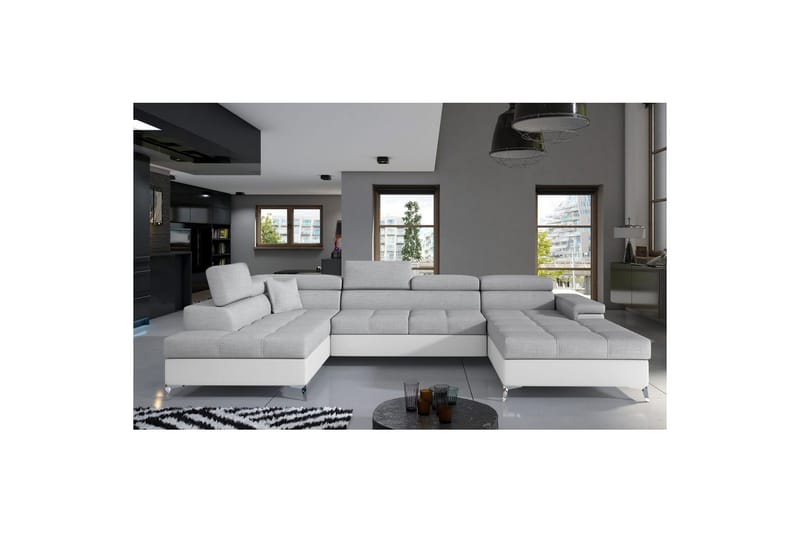 Hörnsoffa Eltap Eduardo 337x205x88 cm - Sawana 21, Soft 17, Grå, Vit, Vänster - Möbler - Soffa - Bäddsoffa