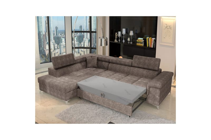 Hörnsoffa Eltap Eridano 275x202x88 cm - Amore 20, Mörk Beige, Vänster - Möbler - Soffa - Bäddsoffa