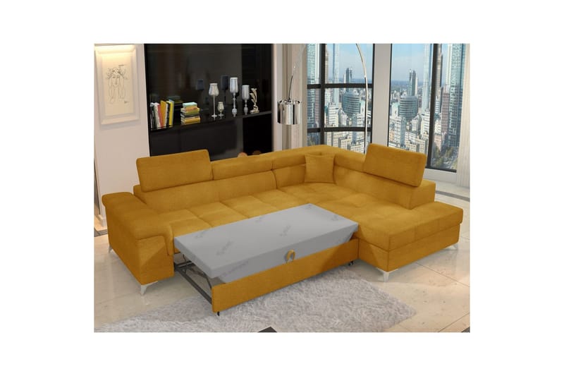 Hörnsoffa Eltap Eridano 275x202x88 cm - Omega 68, Gul, Höger - Möbler - Soffa - Bäddsoffa