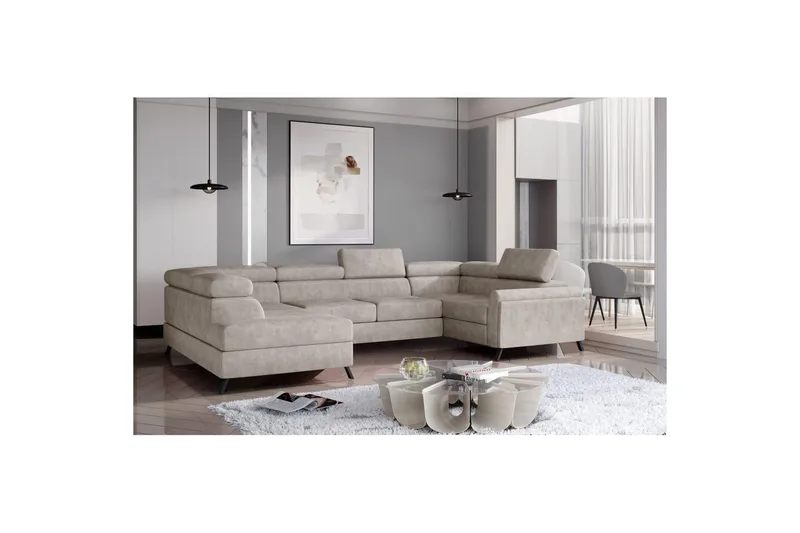 Hörnsoffa Eltap Escada 336x200x92 cm - Dora 21, Beige, Vänster - Möbler - Soffa - Bäddsoffa