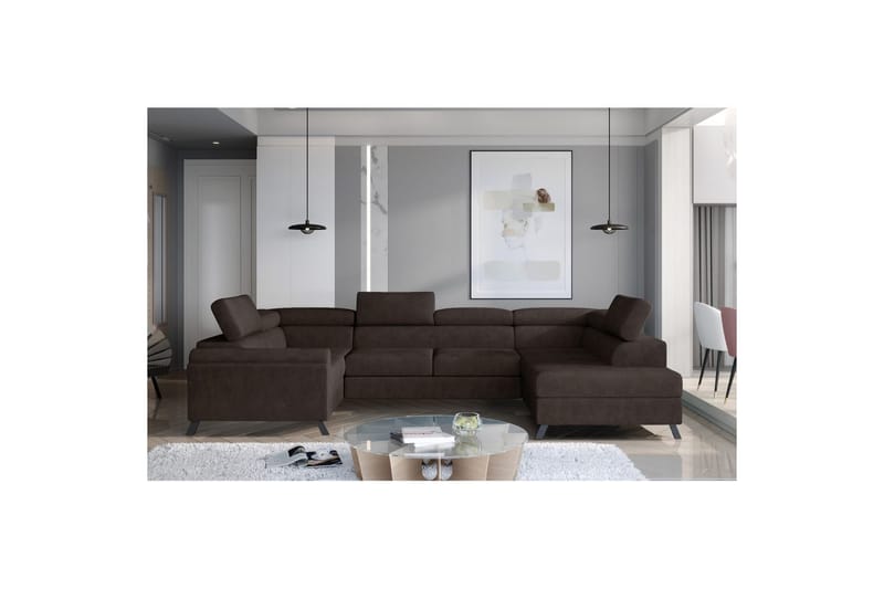 Hörnsoffa Eltap Escada 336x200x92 cm - Dora 28, Mörkbrun, Höger - Möbler - Soffa - Bäddsoffa