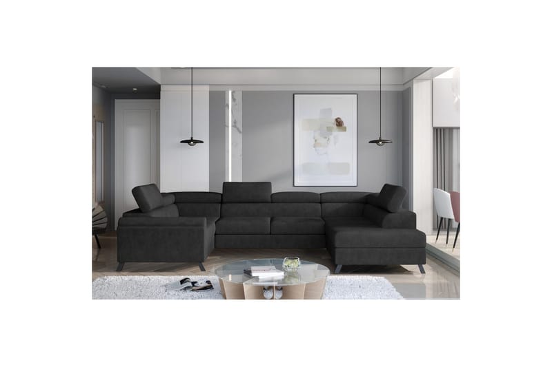 Hörnsoffa Eltap Escada 336x200x92 cm - Dora 96, Svart, Höger - Möbler - Soffa - Bäddsoffa