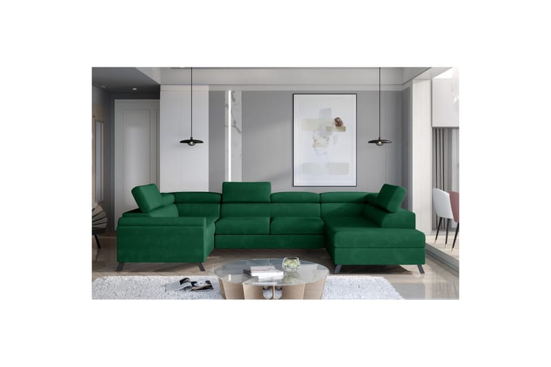 Hörnsoffa Eltap Escada 336x200x92 cm - Kronos 19, Mörkgrön, Höger - Möbler - Soffa - Bäddsoffa