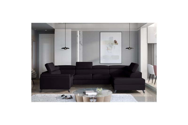 Hörnsoffa Eltap Escada 336x200x92 cm - Mat Sammet 99, Blå, Höger - Möbler - Soffa - Bäddsoffa