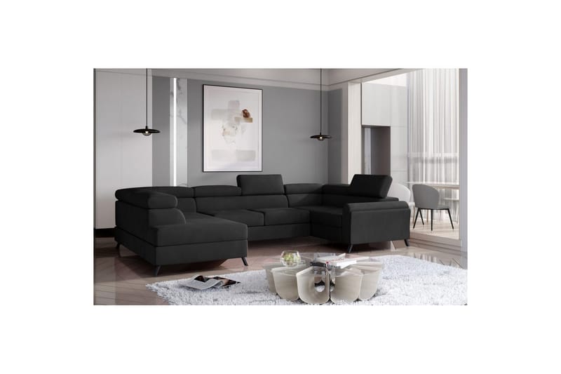 Hörnsoffa Eltap Escada 336x200x92 cm - Mat Sammet 99, Blå, Vänster - Möbler - Soffa - Bäddsoffa