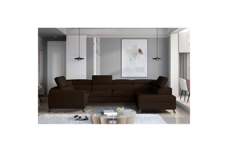 Hörnsoffa Eltap Escada 336x200x92 cm - Monolith 29, Mörkbrun, Höger - Möbler - Soffa - Bäddsoffa