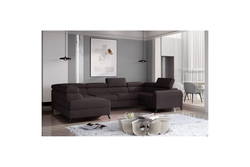 Hörnsoffa Eltap Escada 336x200x92 cm - Monolith 29, Mörkbrun, Vänster - Möbler - Soffa - Bäddsoffa