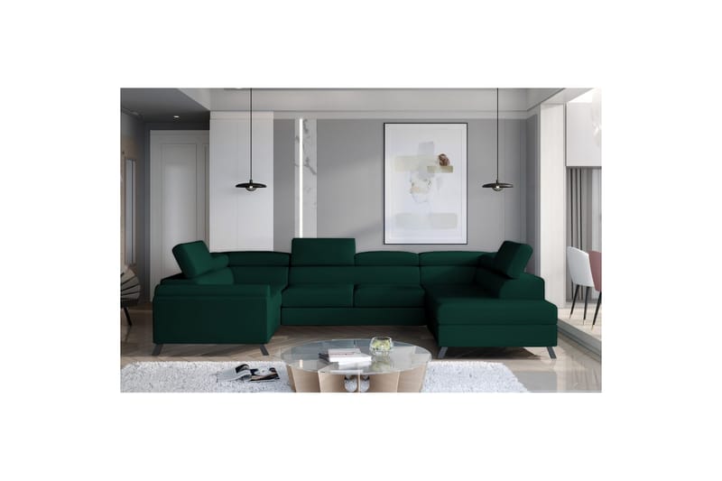 Hörnsoffa Eltap Escada 336x200x92 cm - Monolith 37, Grön, Höger - Möbler - Soffa - Bäddsoffa