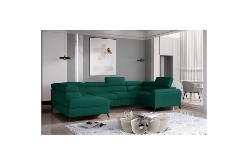 Hörnsoffa Eltap Escada 336x200x92 cm - Monolith 37, Grön, Vänster - Möbler - Soffa - Bäddsoffa