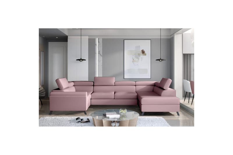 Hörnsoffa Eltap Escada 336x200x92 cm - Monolith 63, Rosa, Höger - Möbler - Soffa - Bäddsoffa