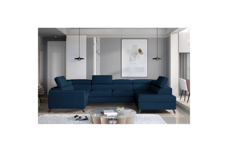 Hörnsoffa Eltap Escada 336x200x92 cm - Monolith 77, Blå, Höger - Möbler - Soffa - Bäddsoffa