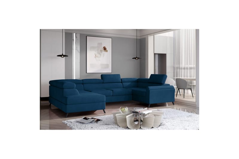 Hörnsoffa Eltap Escada 336x200x92 cm - Monolith 77, Blå, Vänster - Möbler - Soffa - Bäddsoffa