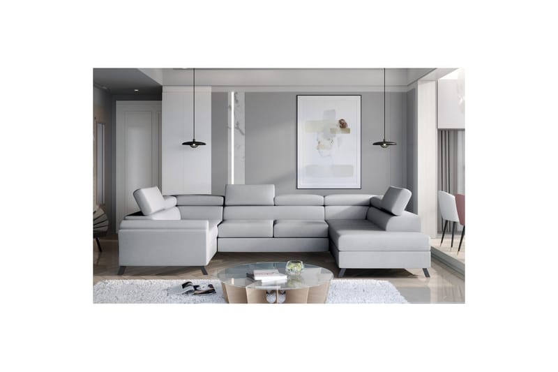 Hörnsoffa Eltap Escada 336x200x92 cm - Monolith 84, Ljusgrå, Höger - Möbler - Soffa - Bäddsoffa