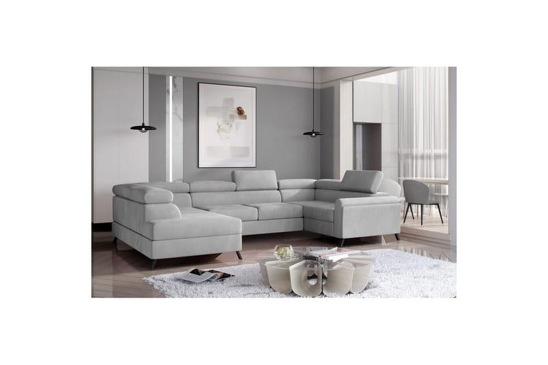 Hörnsoffa Eltap Escada 336x200x92 cm - Monolith 84, Ljusgrå, Vänster - Möbler - Soffa - Bäddsoffa