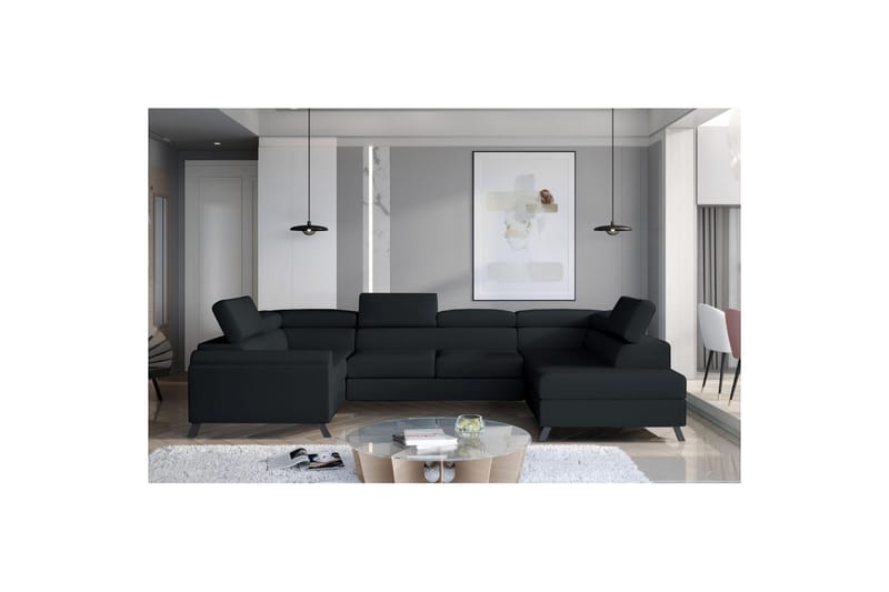 Hörnsoffa Eltap Escada 336x200x92 cm - Monolith 97, Mörkgrå, Höger - Möbler - Soffa - Bäddsoffa