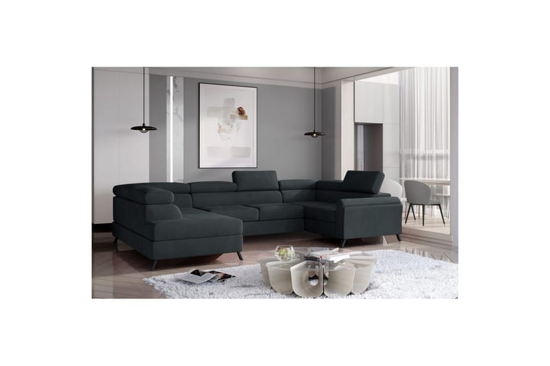 Hörnsoffa Eltap Escada 336x200x92 cm - Monolith 97, Mörkgrå, Vänster - Möbler - Soffa - Bäddsoffa