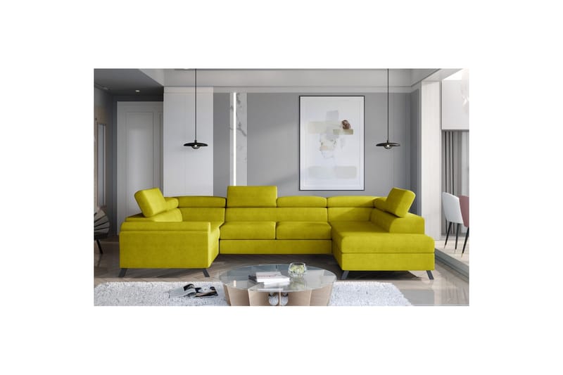 Hörnsoffa Eltap Escada 336x200x92 cm - Omega 68, Gul, Höger - Möbler - Soffa - Bäddsoffa