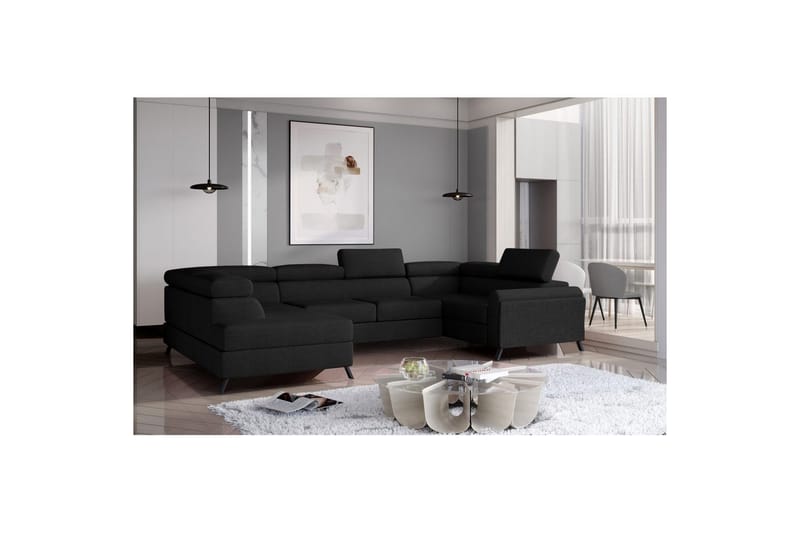 Hörnsoffa Eltap Escada 336x200x92 cm - Sawana 14, Svart, Vänster - Möbler - Soffa - Bäddsoffa