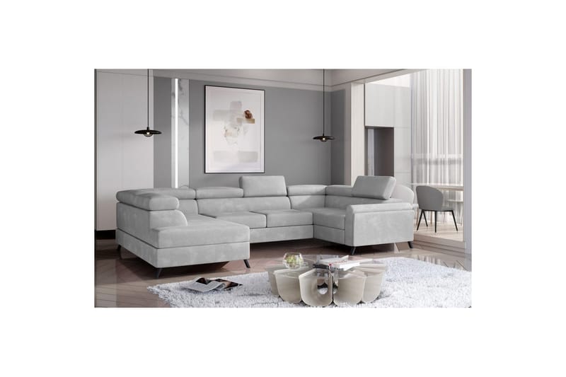Hörnsoffa Eltap Escada 336x200x92 cm - Paros 05, Ljusgrå, Vänster - Möbler - Soffa - Bäddsoffa