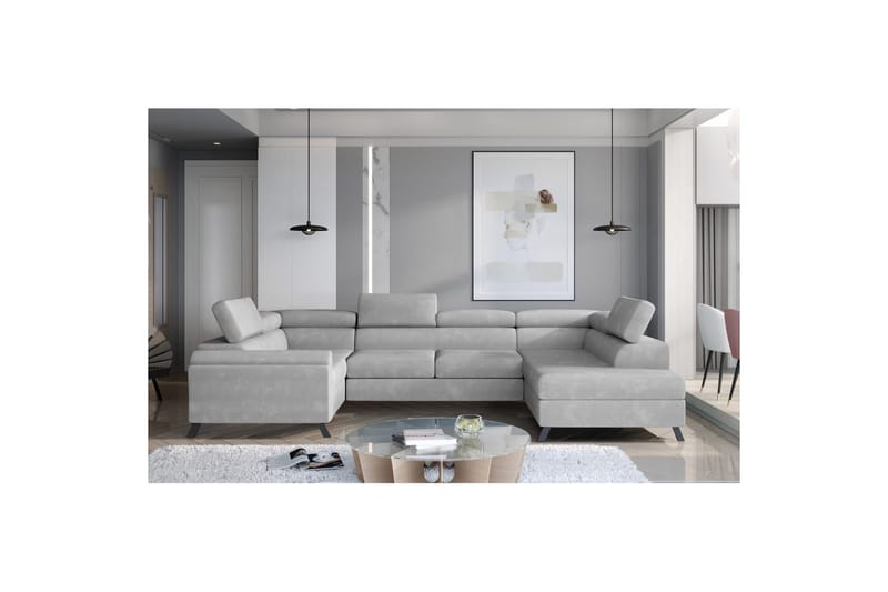 Hörnsoffa Eltap Escada 336x200x92 cm - Paros 05, Ljusgrå, Höger - Möbler - Soffa - Bäddsoffa