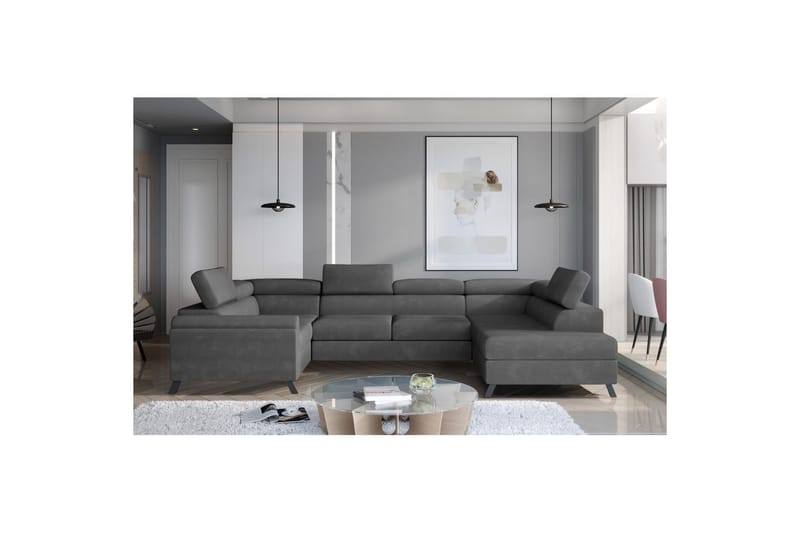 Hörnsoffa Eltap Escada 336x200x92 cm - Paros 06, Grå, Höger - Möbler - Soffa - Bäddsoffa
