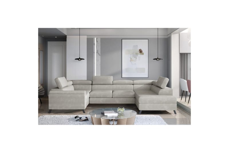 Hörnsoffa Eltap Escada 336x200x92 cm - Paros 02, Beige, Höger - Möbler - Soffa - Bäddsoffa