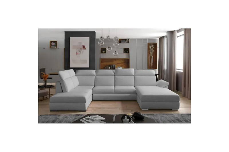Hörnsoffa Eltap Evanell 336x211x102 cm - Överdrag 83, Grå, Höger - Möbler - Soffa - Bäddsoffa