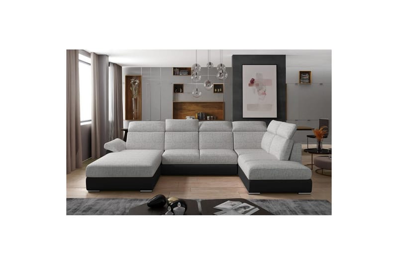 Hörnsoffa Eltap Evanell 336x211x102 cm - Berlin 01, Mjuk 11, Grå, Svart, Vänster - Möbler - Soffa - Bäddsoffa