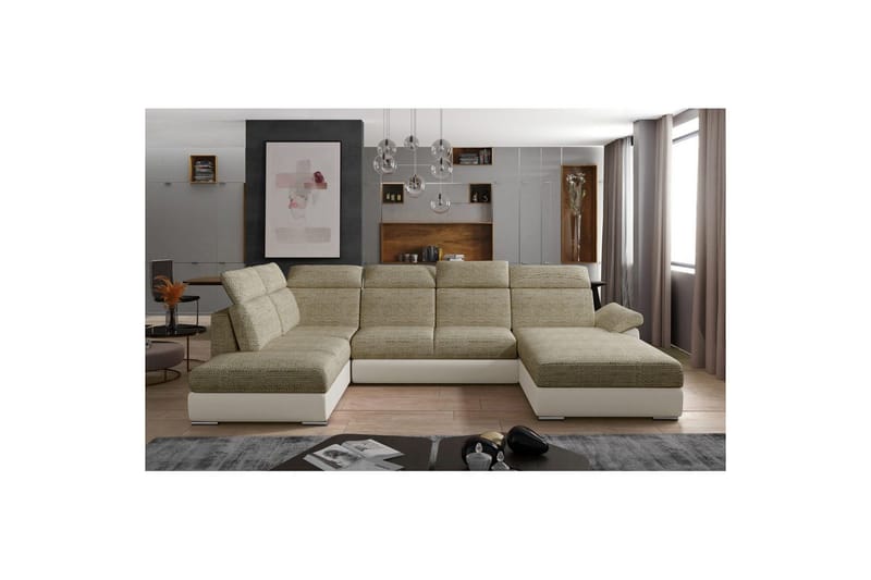 Hörnsoffa Eltap Evanell 336x211x102 cm - Berlin 03, Mjuk 33, Beige, Höger - Möbler - Soffa - Bäddsoffa