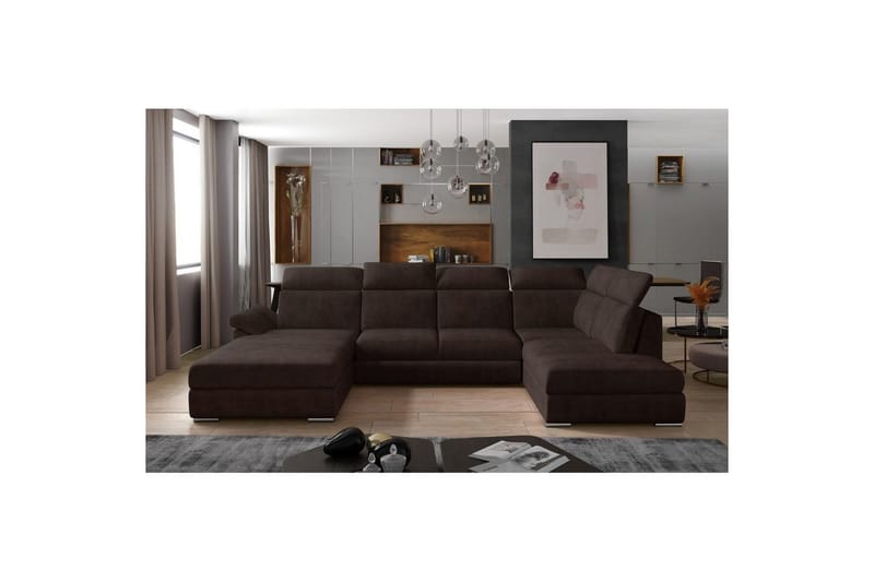 Hörnsoffa Eltap Evanell 336x211x102 cm - Dora 28, Mörkbrun, Vänster - Möbler - Soffa - Bäddsoffa