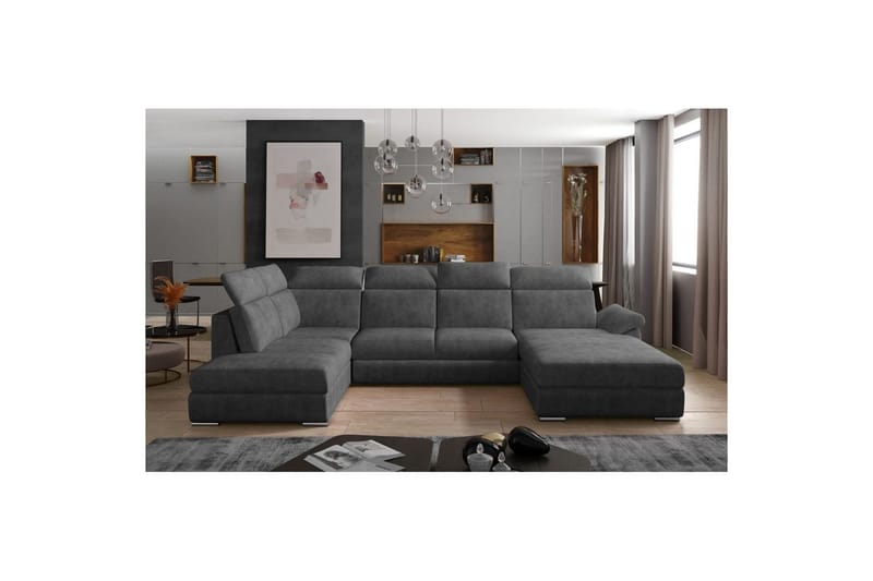 Hörnsoffa Eltap Evanell 336x211x102 cm - Dora 96, Svart, Höger - Möbler - Soffa - Bäddsoffa